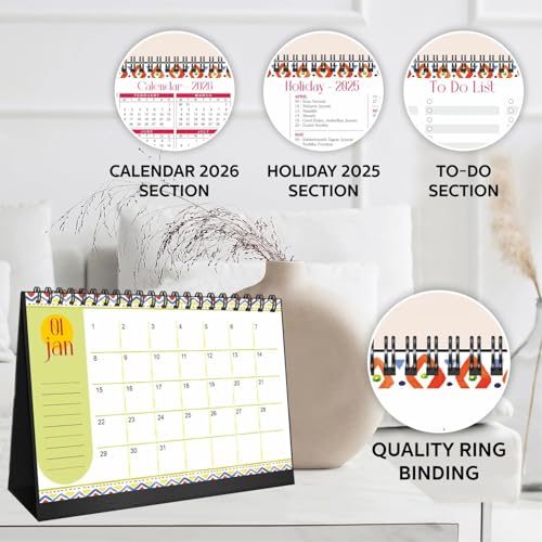 COI 6 Sheet Undated Desk Calendar | Daily Planner & Monthly Organizer | Home & Office Use - Image 3