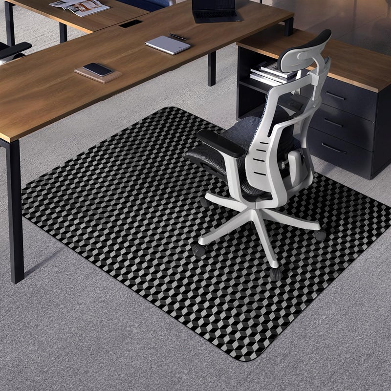 BesWin Office Chair Mat for Carpet, 48" x 36" Computer Desk Chair Mat for Low Carpeted Floors, Thick and Sturdy Carpet Protector for Rolling Chairs, Easy Glide Floor Mat for Home, Gaming (Black) - Image 1