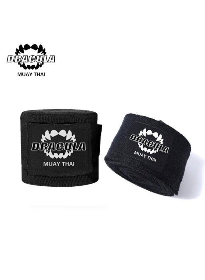 MUAYTHAI DRACULA Taekwondo Degula Boxing Hand Wraps, Sanda Fighting Taekwondo Sports Gloves Bandages, Black, 5m Per Pair - Image 1