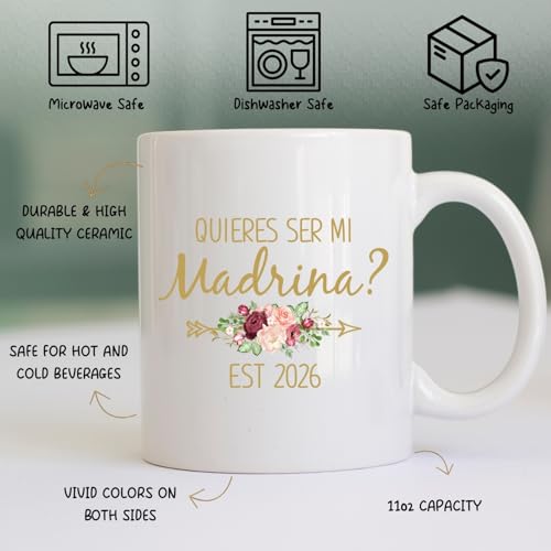 Dokazu Madrina Gifts In Spanish Taza Para Madrina Quieres Ser Mis Padrinos 2026 De Bautizo Godmother Proposal Quieres Ser Mi Madrina Godparent Coffee Mug Padrinos De Bautizo Propuesta Taza De Café 11oz - Image 2