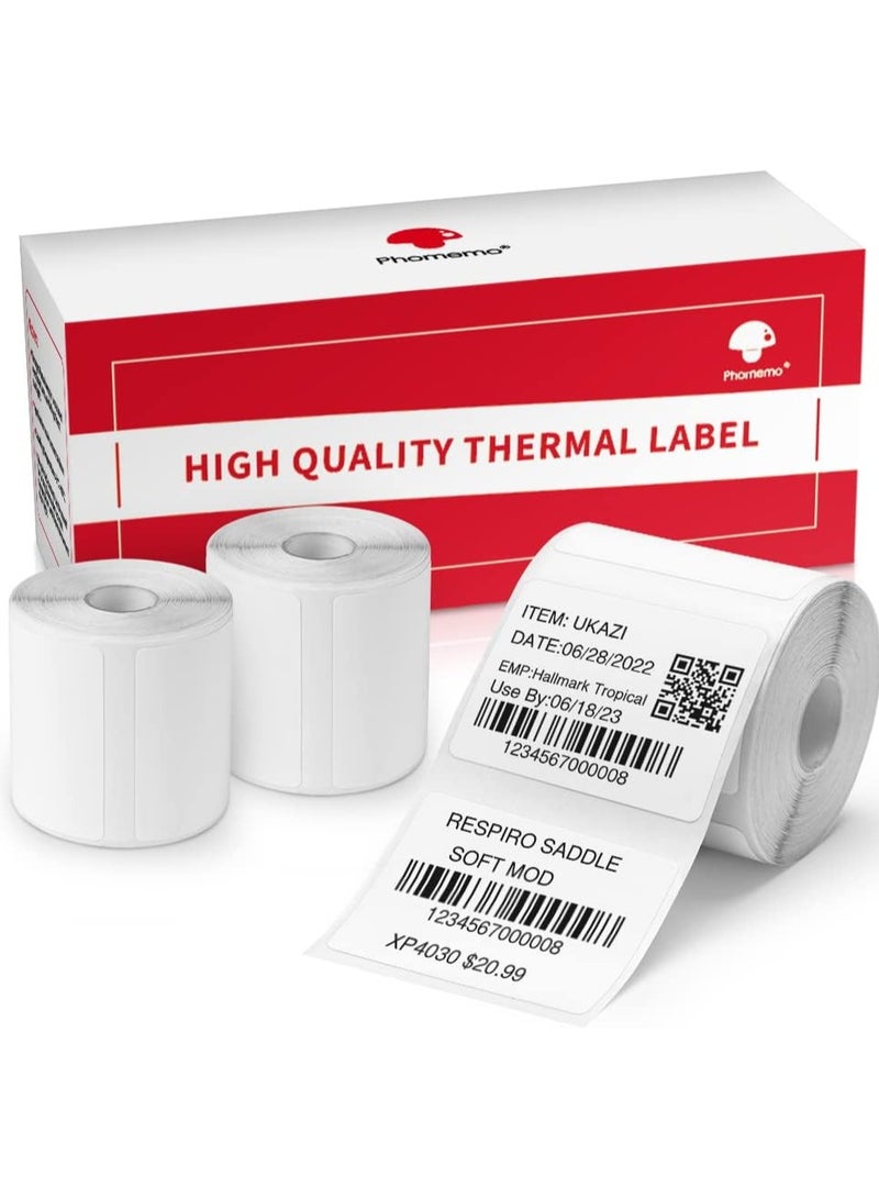 phomemo 3 Rolls Thermal Paper 1.57'' x 1.18''(40x30mm) Label Maker, for Sticker, Barcode, Images Printer Labels, 230Labels/Roll, Black on White M120/M110/M110S/M200/M220 - Image 1