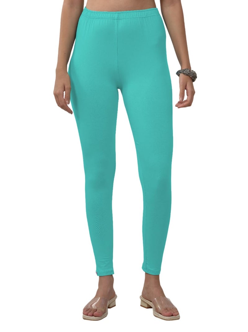 Lyra Women Solid Premium Cotton Ankle length Leggings | Mid-Waist | Fashionwear - Image 1