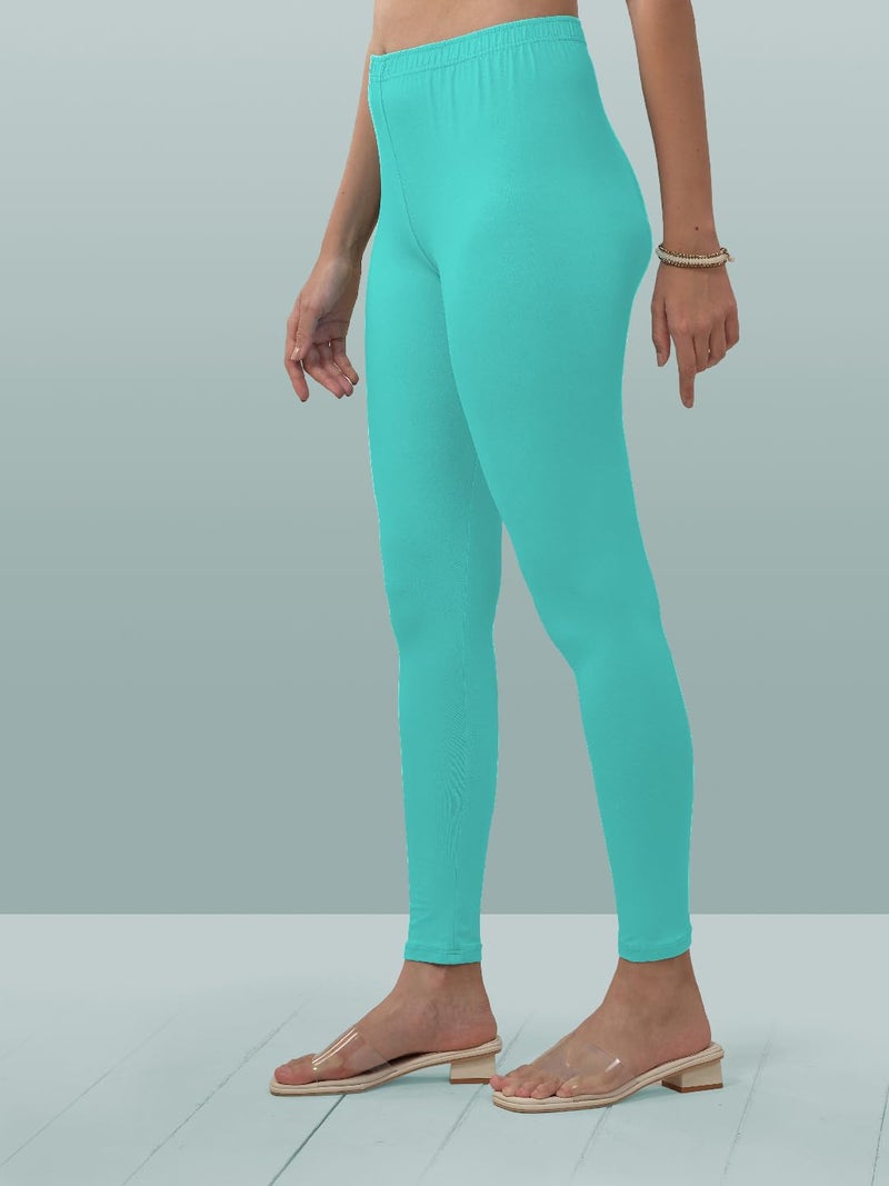 Lyra Women Solid Premium Cotton Ankle length Leggings | Mid-Waist | Fashionwear - Image 4
