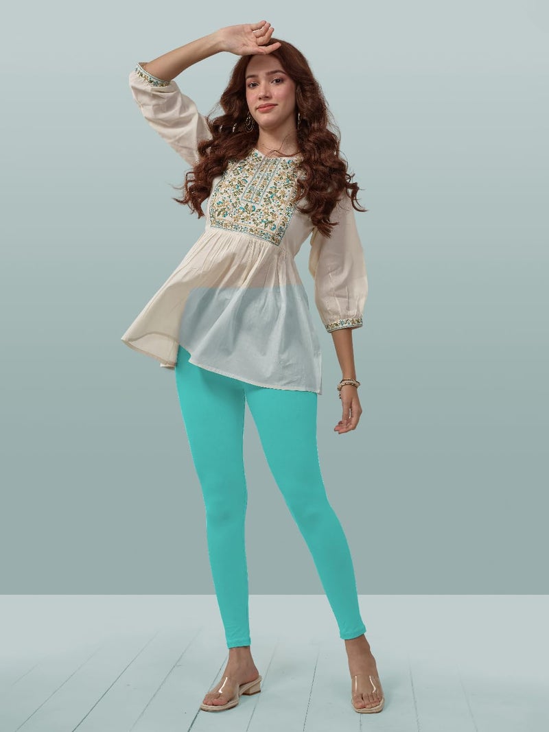 Lyra Women Solid Premium Cotton Ankle length Leggings | Mid-Waist | Fashionwear - Image 5