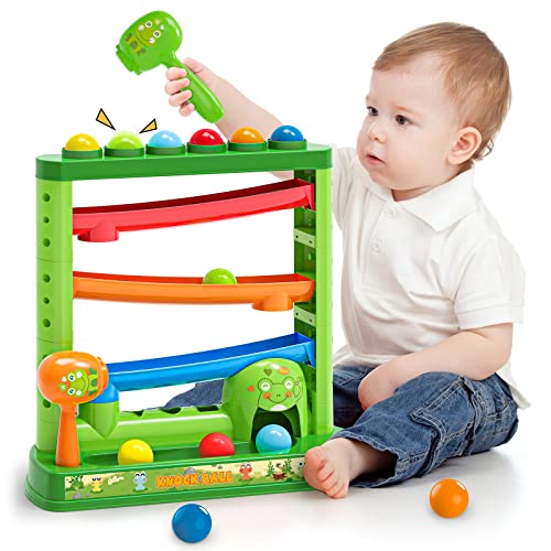 OCHIDO Toddlers Toys for 1 2 3 Years Old Kids Pound A Ball Included 2 Hammer 12 Balls Montessori Toys for Interactive Game for Boys and Girls Early Learning Educational Gift - Image 1