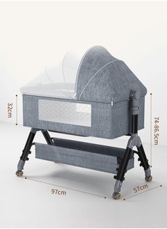 Soft Touch Portable Infant Cot Bed 3 In 1 Baby Bassinet Baby Sleeping Bed Toddler Bedside Sleeper with Wheels  - Image 2