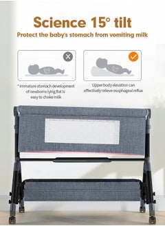 Soft Touch Portable Infant Cot Bed 3 In 1 Baby Bassinet Baby Sleeping Bed Toddler Bedside Sleeper with Wheels  - Image 3