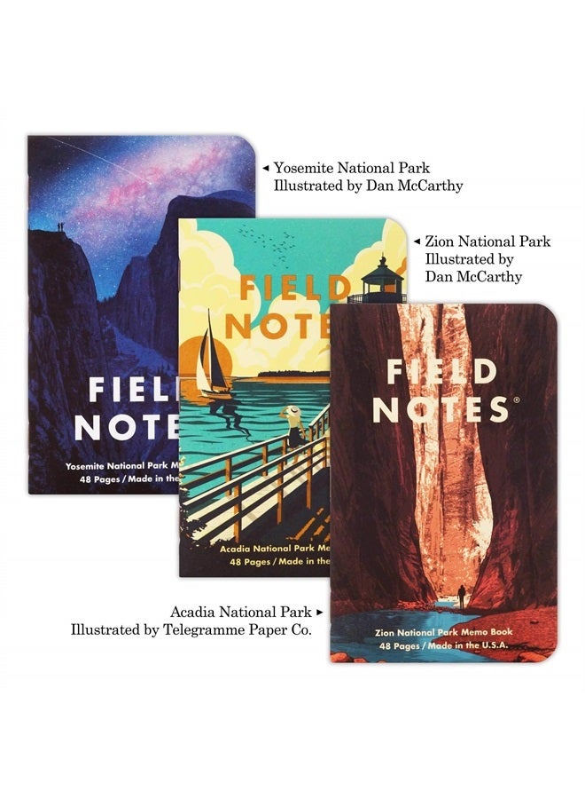 Field Notes : National Parks Series (Series A - Yosemite, Acadia, Zion) - Graph Paper Memo Book 3-Pack - 3.5 x 5.5 Inch - Image 1