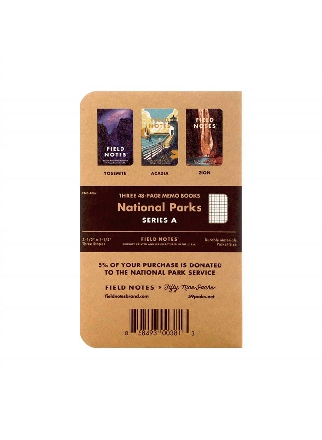 Field Notes : National Parks Series (Series A - Yosemite, Acadia, Zion) - Graph Paper Memo Book 3-Pack - 3.5 x 5.5 Inch - Image 2