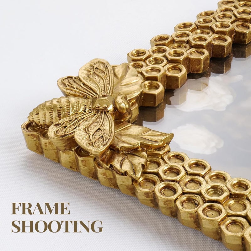 Cuspin إطار صور ذهبي مقاس 8×10 من ، إطار صور مزخرف من الراتنج بنقوش، مع واجهة زجاجية، تصميم عتيق لتزيين المنزل أو كهدية. - Image 2