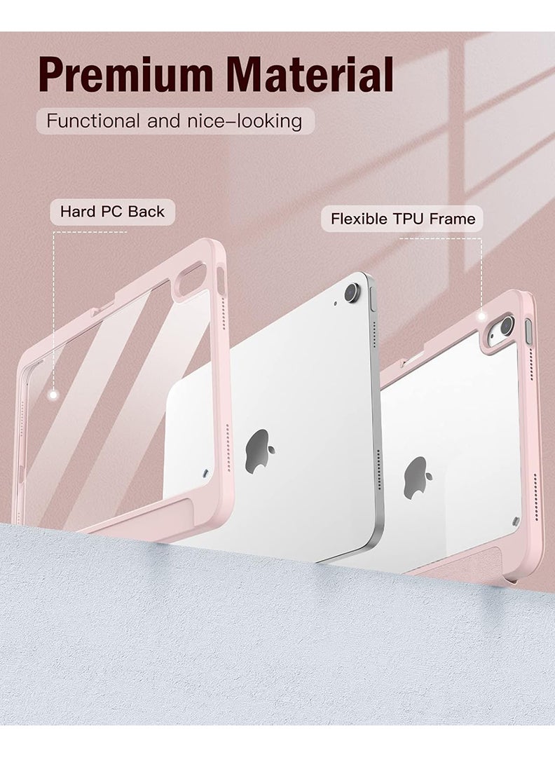 Theodor Hybrid Slim Case for iPad (A16) 11th Gen 11 Inch 2025/10th Gen 10.9 Inch 2022 Case with Pencil Holder, Shockproof Trifold Stand Protective Cover with Soft TPU Clear Back for iPad 11/ 10 Case, Auto Sleep/Wake Pink - Image 4