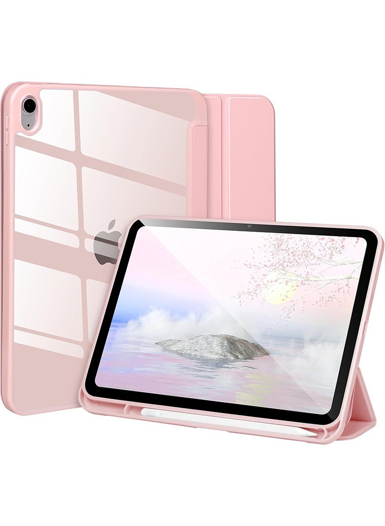 Theodor Hybrid Slim Case for iPad (A16) 11th Gen 11 Inch 2025/10th Gen 10.9 Inch 2022 Case with Pencil Holder, Shockproof Trifold Stand Protective Cover with Soft TPU Clear Back for iPad 11/ 10 Case, Auto Sleep/Wake Pink - Image 1