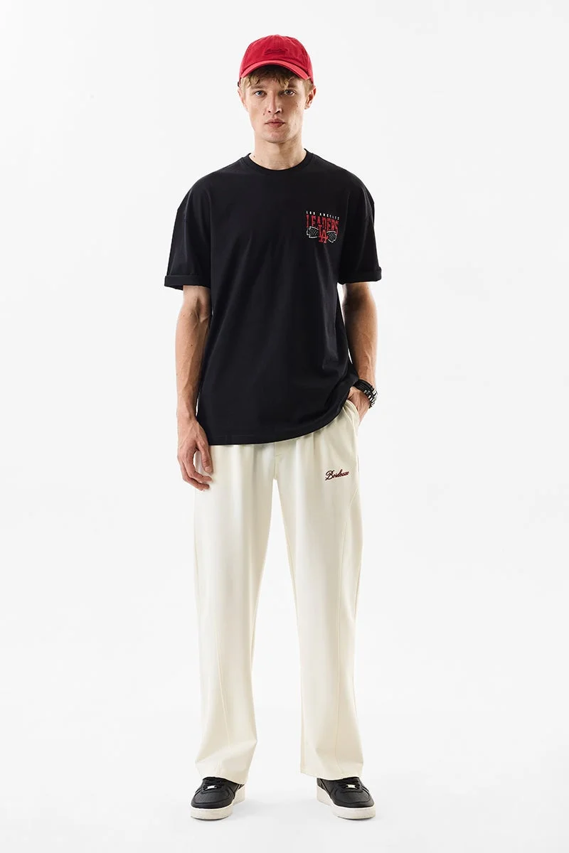 Snitch Black Black Graphic Half Sleeve Oversized Streetwear T-Shirt for Men | Best Price UAE