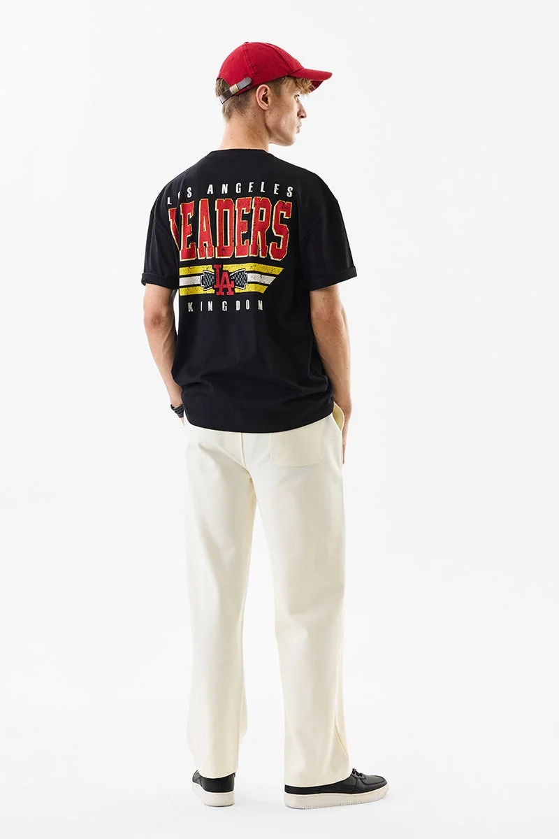 سنيتش Black Graphic Half Sleeve Oversized Streetwear T-Shirt