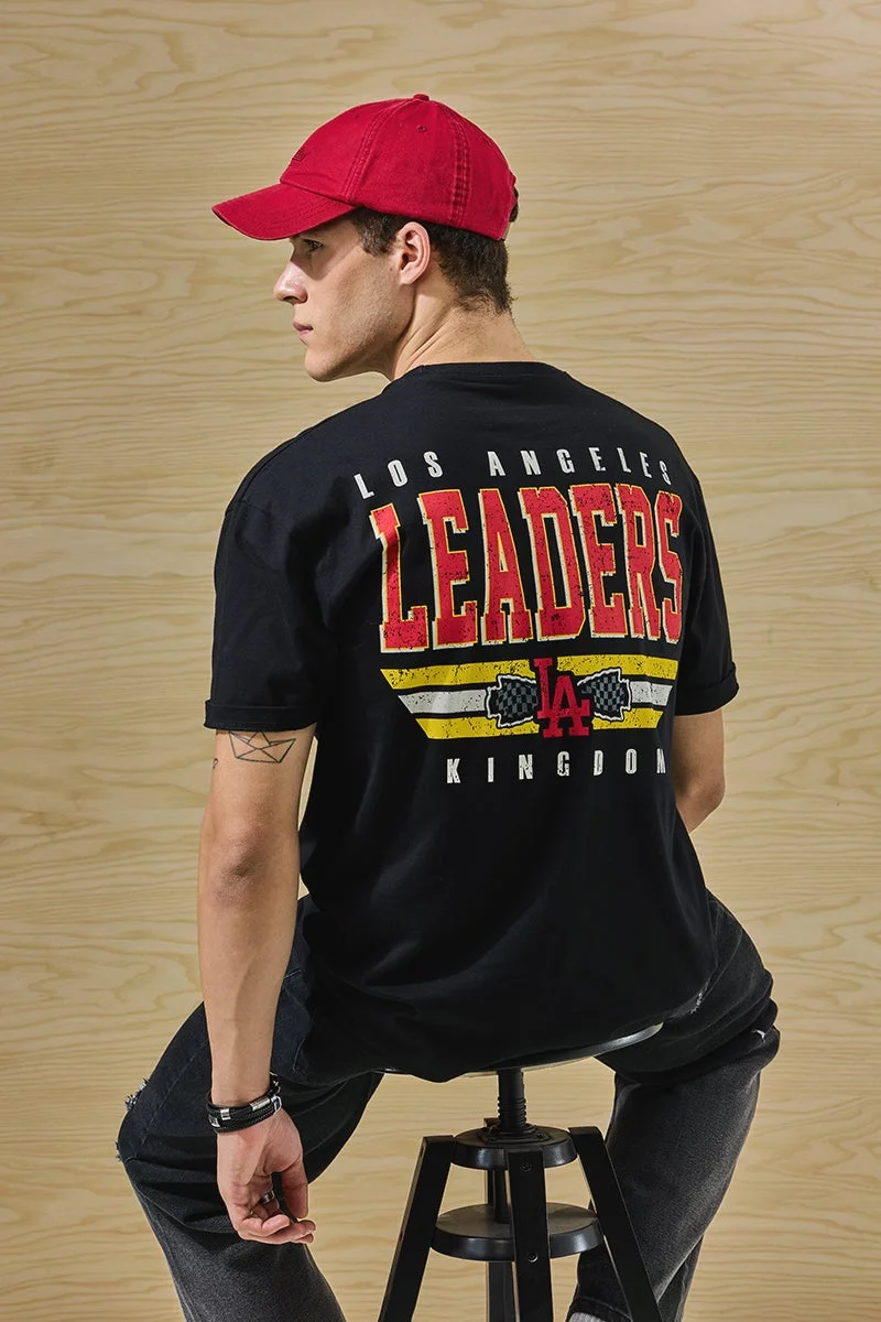 Snitch Black Black Graphic Half Sleeve Oversized Streetwear T-Shirt for Men | Best Price UAE
