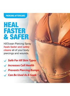 H2Ocean H2Ocean Piercing Aftercare Spray, Sea Salt Keloid & Bump Treatment, Wound Care Spray Organic Wound Wash For Ear, Nose, Naval, Oral Body Piercings 1.5oz  - Image 2