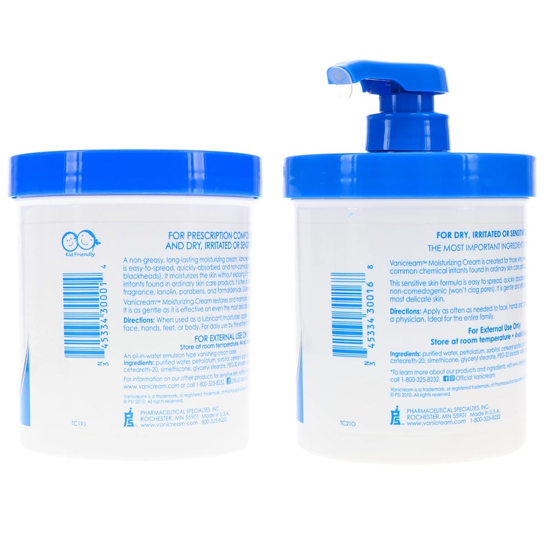 Vanicream Moisturizing Skin Cream with Pump Dispenser Plus Bonus Jar Combo Pack, 1 Pound Each - Image 3