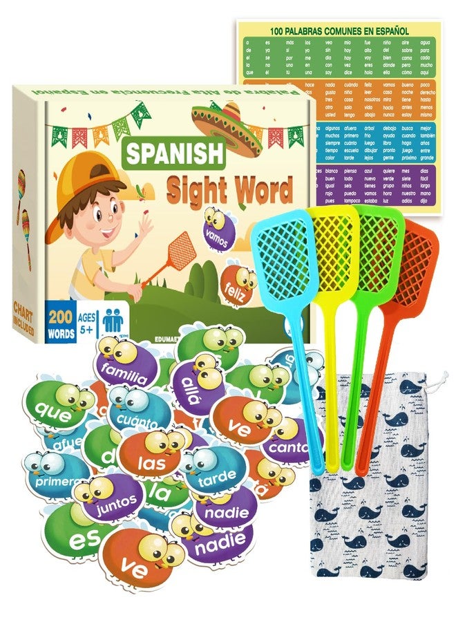 EDUMAETRIX 200 Spanish Sight Words Card with Swatter Game, Words Chart, Educational Reading Games for Teens 12+ - Image 1