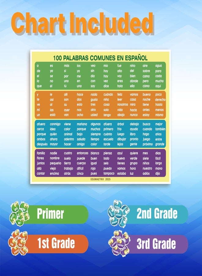 EDUMAETRIX 200 Spanish Sight Words Card with Swatter Game, Words Chart, Educational Reading Games for Teens 12+ - Image 3