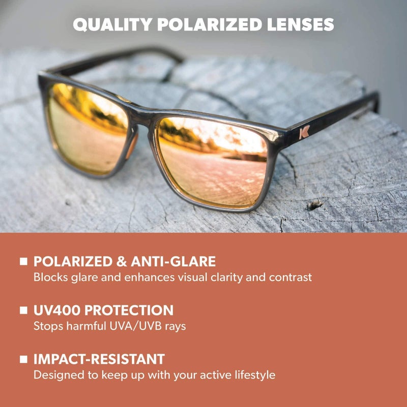 Knockaround Fast Lanes Sport - Polarized Running Sunglasses for Women & Men - Impact Resistant Lenses & Full UV400 Protection, Jelly Grey/Peach - Image 2