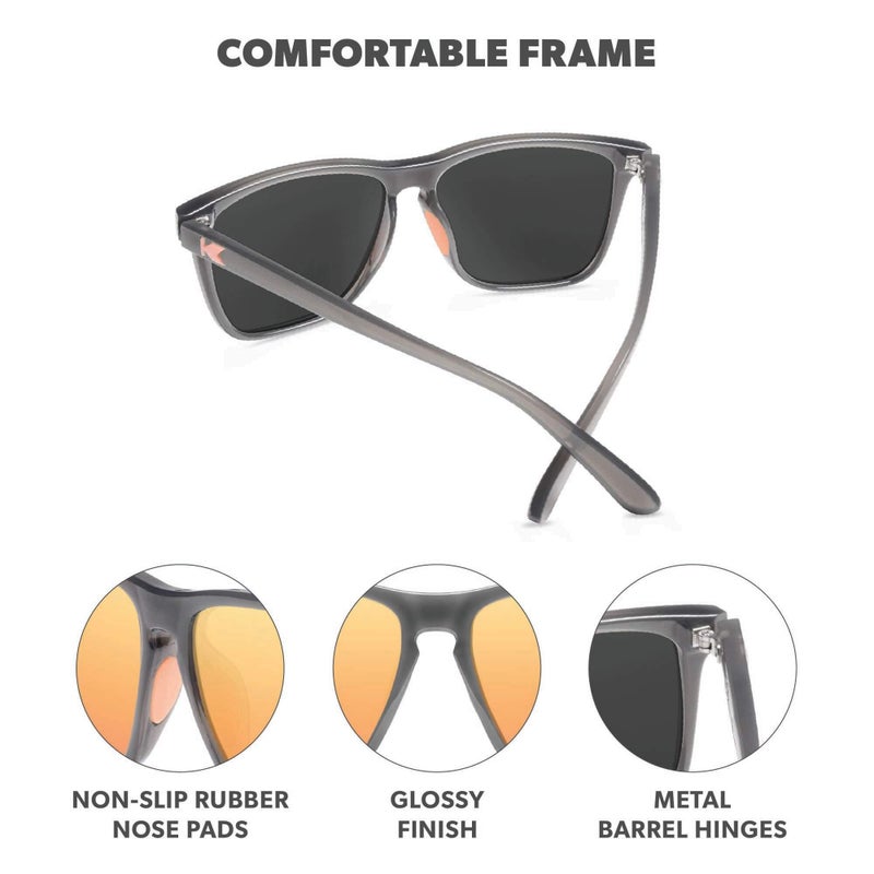 Knockaround Fast Lanes Sport - Polarized Running Sunglasses for Women & Men - Impact Resistant Lenses & Full UV400 Protection, Jelly Grey/Peach - Image 3