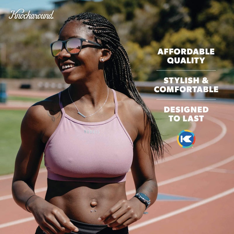 Knockaround Fast Lanes Sport - Polarized Running Sunglasses for Women & Men - Impact Resistant Lenses & Full UV400 Protection, Jelly Grey/Peach - Image 5