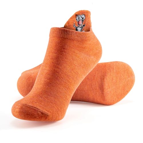 IBEILLI Women Cute Socks 10 Pairs Cotton Kawaii Embroidered Funny Low Cut Ankle Socks for Women Girls (Sesame 10 Pack Street with Gift Box) - Image 3