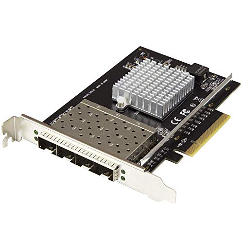 Startech.com StarTechcom Quad Port 10G SFP Network Card Intel XL710 Open SFP Converged Adapter PCIe 10 Gigabit Ethernet Server NIC 10GbE Fiber Optic LAN Card Dell PowerEdge HPE ProLiant PEX10GSFP4I - Image 1