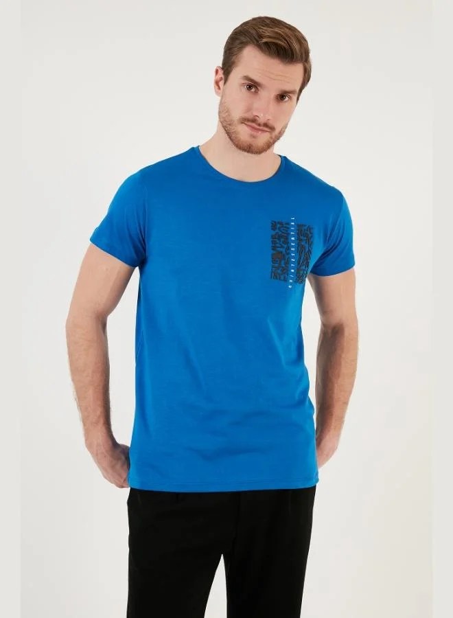 بوراتي تي شيرت رجالي قطن بياقة دائرية بقصة ضيقة من بوراتي