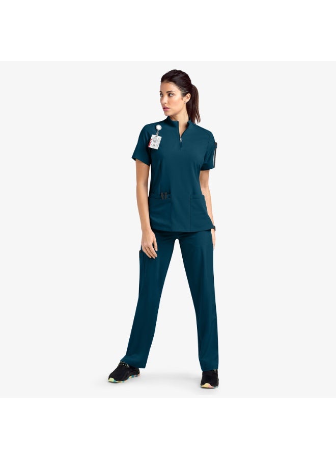 NIBEMINENT Summer Casual Stand Collar Zipper Operating Room Care Service Hospital Nurse Work Outfit - Image 1