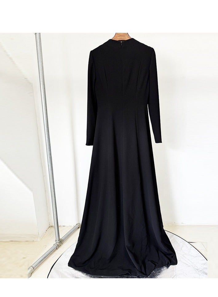 NIBEMINENT Long-sleeved Ladies' Evening Dress With Elegant Style And A Diamond-encrusted Long Dress  - Image 2