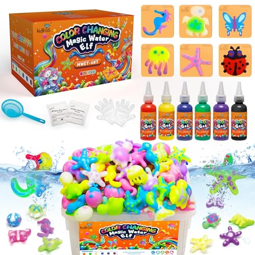 Kiditos Color Changing Magic Water Elf Toy Kit Magic Aqua Fairy Water Gel Kit with 6 Color Changing Gels and 6 Molds Christmas Gifts Birthday Gifts Party Favors ArtsCrafts DIY STEM Kits for Kids - Image 1