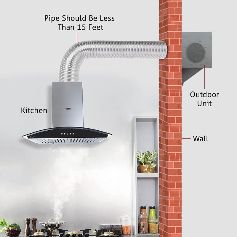 GLEN Glen 60cm 1250 m3h Split Chimney Silencio Steel With Outdoor Unit  - Image 5