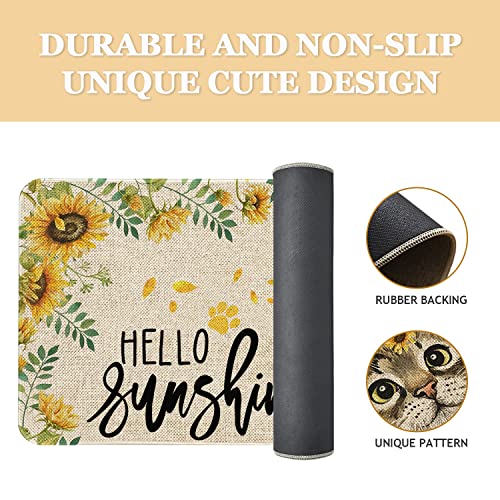 Roszwtit Spring Summer Door Mat 30 X 17 Inch Hello Sunshine Cat Doormat Indoor Outdoor Entrance Sunflower Floor Mat Non Slip Spring Summer Decor Rubber Welcome Mats - Image 3