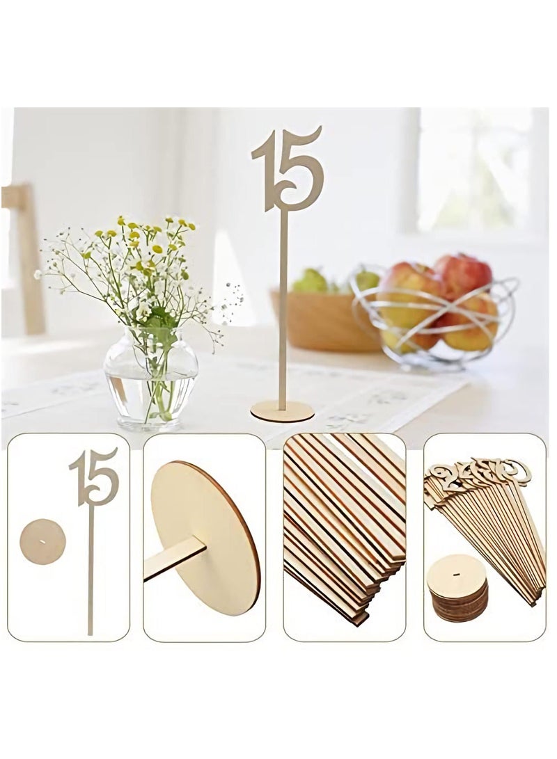Wooden Table Number for, Weddings Receptions Escort Card Holder Rustic Party Wedding Decoration Number Block with Holder Base for Rustic Receptions Banquets Event Catering Decoration - Image 2
