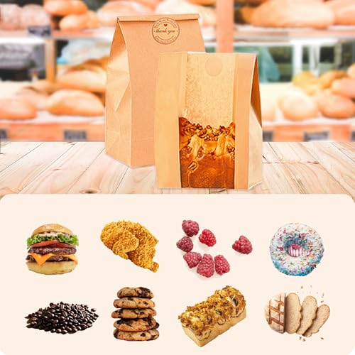 Homrelaxy 31pcs Paper Bread Bags for Homemade Bread, Sourdough Bag with Window, 13.7 x 8.3 x 3.5 Inch Large Brown Kraft Bakery Bags for Storing Loaves & Snacks, Includes 40 Sealing Stickers - Image 3