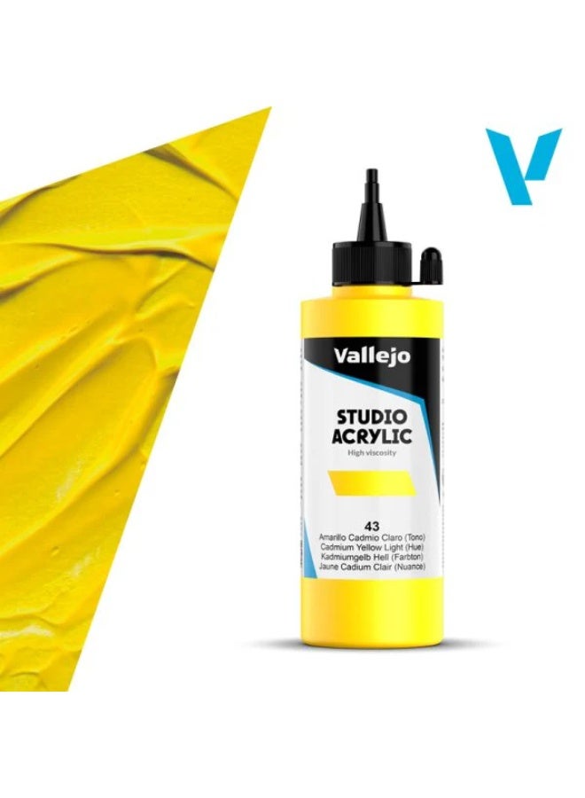 ألوان أكريليك احترافية للفنانين والاستوديوهات - أصفر كادميوم فاتح (لون)، صبغة عالية، تغطية سلسة على القماش والخشب - ٢٠٠ مل