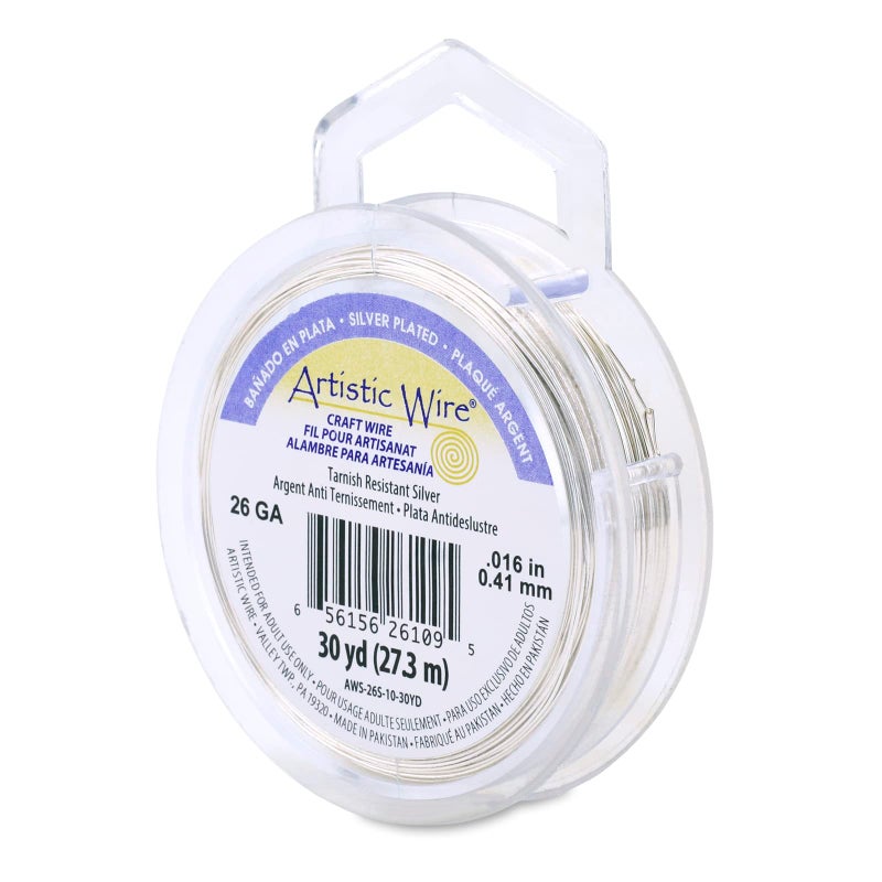 Artistic Wire Silver Plated Tarnish Resistant Colored Copper Craft Wire 26 Gauge 30 yd