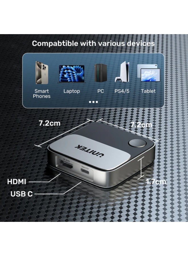 UNITEK Wireless Screen Sharing Adapter Up to 25M, 4K HD, stream contents from Android/ iOS devices, laptops/ tablet, PS4/5.  - Image 2