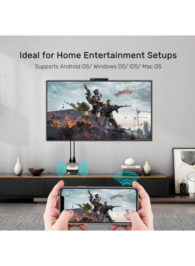 UNITEK Wireless Screen Sharing Adapter Up to 25M, 4K HD, stream contents from Android/ iOS devices, laptops/ tablet, PS4/5.  - Image 3