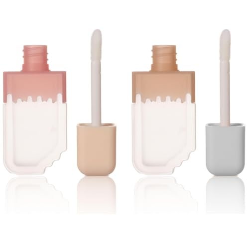 SpiderJuice 2Pc Mini Refillable Ice Cream Shaped Empty Lip Gloss Tubes Boxes Empty Lip Balm Containers Bottles Lip Gloss Balm Cream Jars Lip Oil Bottles for Women Girl DIY Travel Cosmetics - Image 1