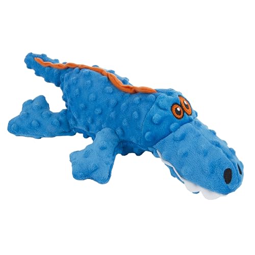 goDog Gators Squeaky Plush Dog Toy with Chew Guard Technology Durable Fabric Squeaker for Active Play Blue Large - Image 1