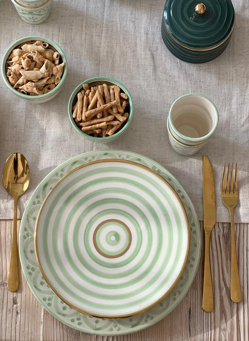 تادارت STRIPES PLATE GREEN D27 CM GOLDEN CIRCLE