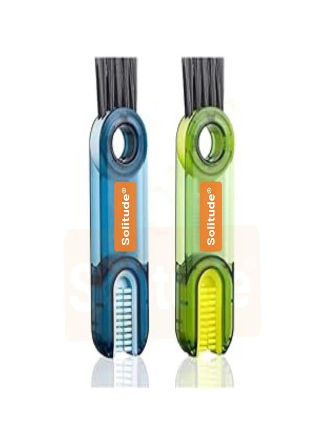 Solitude (2 Pcs) 3-in-1 Multifunctional Cleaning Brush, Tiny Bottle Cup Lid Detail Brush Straw Cleaner Tools Multi-Functional for Keyboard, Crevice, Windows, Groove, Lid, Straw, Gap Cleaning Brush - Image 1