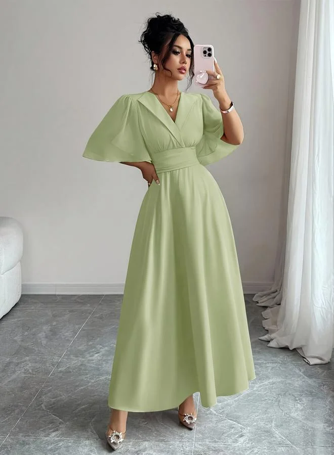 تايك تو Women'S Solid Color V-Neck Dress