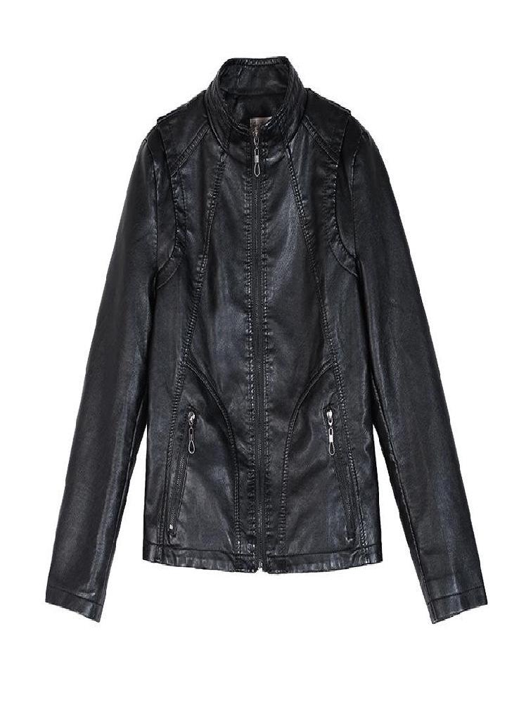 Eckek - Leather Jacket Women's Short Motorcycle Clothing Plus Size Women's Slim PU Leather Jacket - Image 1