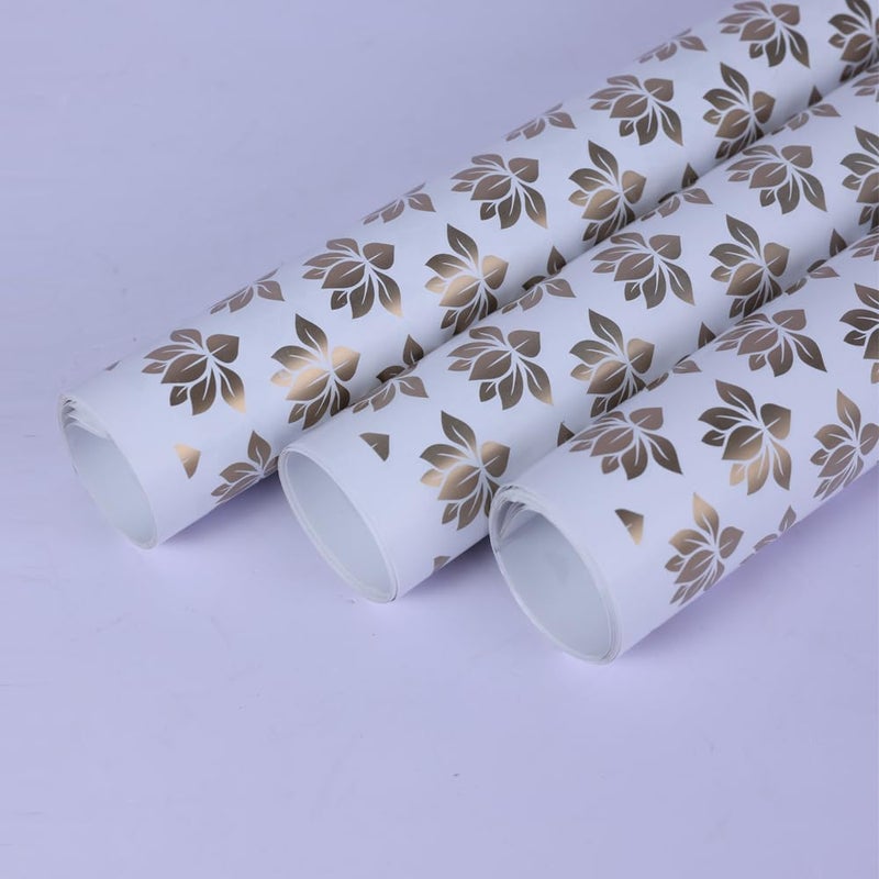 Arrow Paper Products Arrow Paper Products® White & Gold Lotus Design Gift Wrapping Paper Sheet, Gift Wrap Roll, Gift Cover Paper, Premium Design Gift Wrapper Packing Material For Birthday Parties Return Gift (Pack of 50)  - Image 2