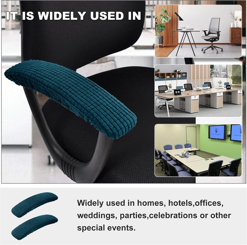 SARAFLORA Office Chair Armrest Cover Stretchable Water Resistant Spandex Stretch Computer Office Chair Arm Pad Covers Chair Slipcover for Desk Chairs Arm Sapphire 2 Pcs - Image 4