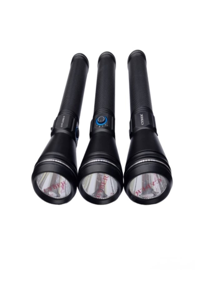 3 in 1 Rechargeable LED Flashlight With USB-C CYFL2352-3 Black