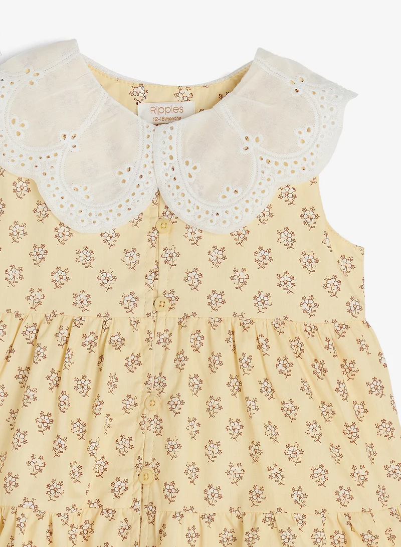 Ripples  Girls Embroidered Lace Collar Floral Print Dress for Women | Best Price UAE